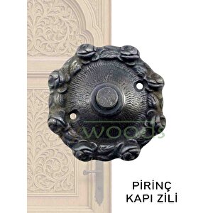 Gül Desenli Pirinç Döküm Kapı Zili Dekoratif Oksit