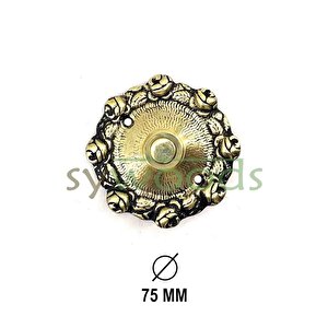 Gül Desenli Pirinç Döküm Kapı Zili Dekoratif Parlak Sarı