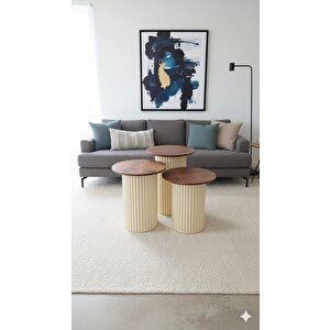 Most Trio Bohem 3'lü Koyu Kahve-bej Zigon Sehpa(evinize Teslim) Koyu Kahverengi - Bej