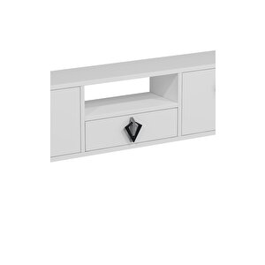 1314dropdd-32 Duvara Montaj Tv Sehpasi-beyaz-gümüş-siyah