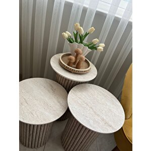 Most Trio Bohem 3'lü Traverten Desenli Aytaşı Zigon Sehpa(evinize Teslim)