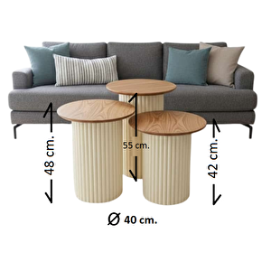 Most Trio Bohem 3'lü Traverten Desenli Aytaşı Zigon Sehpa(evinize Teslim)