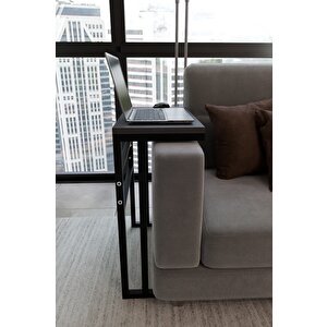 Steel Desing Metal Ayaklı Laptop Sehpası Kahvaltı Masası Çalışma Sehpası Çok Amaçlı Salon Ve Ofis Kullanımı Antrasit