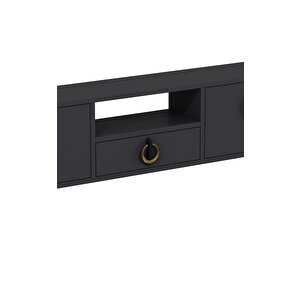 1321dropdd-32 Duvara Montaj Tv Sehpasi-ANTRASİT-SİYAH-ALTIN