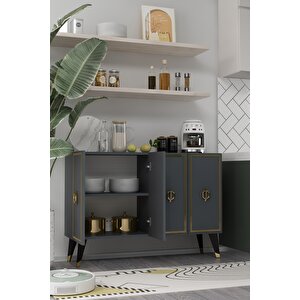 8189km-32dd Konsol,kahve Köşesi̇,ayakkabilik,ofi̇s Evrak Dolabi,mutfak Ki̇ler Dolabi,tv Üni̇tesi̇-ANTRASİT-ALTIN Antrasit Gold