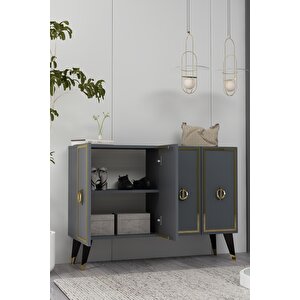 8189km-32dd Konsol,kahve Köşesi̇,ayakkabilik,ofi̇s Evrak Dolabi,mutfak Ki̇ler Dolabi,tv Üni̇tesi̇-ANTRASİT-ALTIN Antrasit Gold