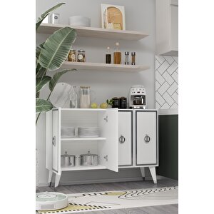 8189km-32dd Konsol,kahve Köşesi̇,ayakkabilik,ofi̇s Evrak Dolabi,mutfak Ki̇ler Dolabi,tv Üni̇tesi̇-BEYAZ-GÜMÜŞ Beyaz-Gümüş