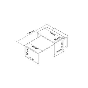 2 ' Li Orta Sehpa , Servis Sehpası Traverten (mermer Desen) Bej