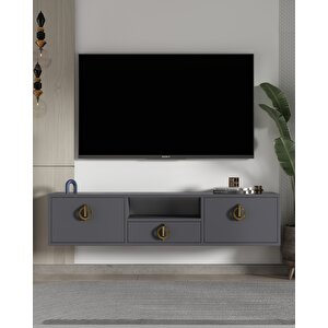 1322dropdd-32 Duvara Montaj Tv Sehpasi-ANTRASİT-ALTIN Antrasit Gold