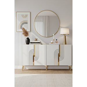 Ka1516bg Meyra150 Konsol, Kahve Köşesi̇, Tv Sehpasi Beyaz-gold 150cm Beyaz