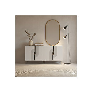 Ka1516bs Meyra Konsol, Kahve Köşesi̇, Tv Sehpasi Beyaz-silver 150cm Beyaz