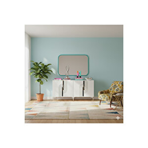 Ka1516bs Meyra Konsol, Kahve Köşesi̇, Tv Sehpasi Beyaz-silver 150cm