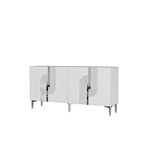 Ka1516bs Meyra Konsol, Kahve Köşesi̇, Tv Sehpasi Beyaz-silver 150cm