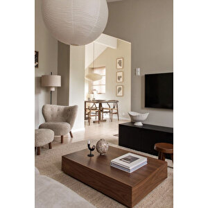 Kare Traverten Mermer Desenli Modern Orta Sehpa, Krem Kahverengi