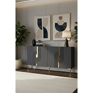 Ka1516ag Meyra150 Konsol, Kahve Köşesi̇, Tv Sehpasi Antrasi̇t-gold 150cm Antrasit