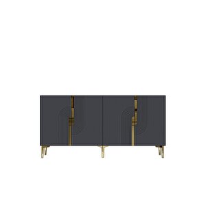 Ka1516ag Meyra150 Konsol, Kahve Köşesi̇, Tv Sehpasi Antrasi̇t-gold 150cm