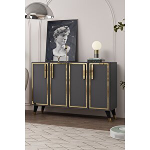 8194km-128dd Konsol,kahve Köşesi̇,ayakkabilik,ofi̇s Evrak Dolabi,mutfak Ki̇ler Dolabi,tv Üni̇tesi̇-antrasit-altın Antrasit Gold