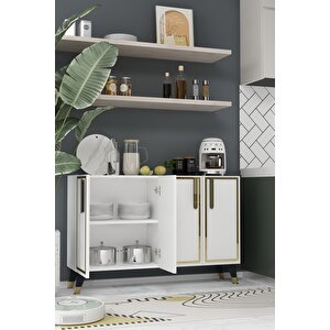 8194km-128dd Konsol,kahve Köşesi̇,ayakkabilik,ofi̇s Evrak Dolabi,mutfak Ki̇ler Dolabi,tv Üni̇tesi̇-beyaz-altın Beyaz-Altın