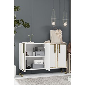 8194km-128dd Konsol,kahve Köşesi̇,ayakkabilik,ofi̇s Evrak Dolabi,mutfak Ki̇ler Dolabi,tv Üni̇tesi̇-beyaz-altın Beyaz-Altın