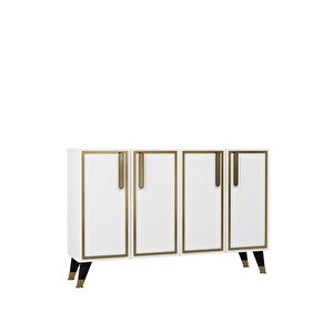 8194km-128dd Konsol,kahve Köşesi̇,ayakkabilik,ofi̇s Evrak Dolabi,mutfak Ki̇ler Dolabi,tv Üni̇tesi̇-beyaz-altın