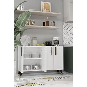 8191km-128dd Konsol,kahve Köşesi̇,ayakkabilik,ofi̇s Evrak Dolabi,mutfak Ki̇ler Dolabi,tv Üni̇tesi̇-BEYAZ-ALTIN Beyaz-Altın