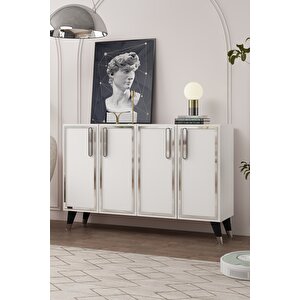 8194km-128dd Konsol,kahve Köşesi̇,ayakkabilik,ofi̇s Evrak Dolabi,mutfak Ki̇ler Dolabi,tv Üni̇tesi̇-beyaz-gümüş Beyaz-Gümüş