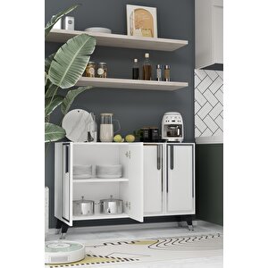 8194km-128dd Konsol,kahve Köşesi̇,ayakkabilik,ofi̇s Evrak Dolabi,mutfak Ki̇ler Dolabi,tv Üni̇tesi̇-beyaz-gümüş Beyaz-Gümüş