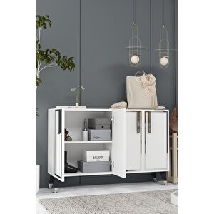 8194km-128dd Konsol,kahve Köşesi̇,ayakkabilik,ofi̇s Evrak Dolabi,mutfak Ki̇ler Dolabi,tv Üni̇tesi̇-beyaz-gümüş Beyaz-Gümüş