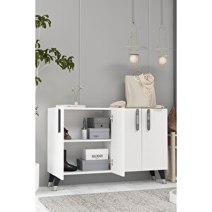 8191km-128dd Konsol,kahve Köşesi̇,ayakkabilik,ofi̇s Evrak Dolabi,mutfak Ki̇ler Dolabi,tv Üni̇tesi̇-BEYAZ-GÜMÜŞ Beyaz-Gümüş