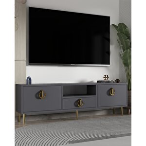 1319dropdd-32 Tv Sehpasi-antrasit-altın Antrasit Gold