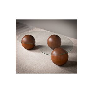 Dsi̇n,top Ayaklı Orta Sehpa, 3 Toplu Sehpa,top Sehpa,orta Sehpa Kahverengi