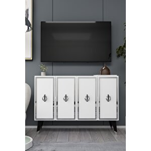 8187km-32dd Konsol,kahve Köşesi̇,ayakkabilik,ofi̇s Evrak Dolabi,mutfak Ki̇ler Dolabi,tv Üni̇tesi̇-beyaz-gümüş