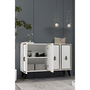 8187km-32dd Konsol,kahve Köşesi̇,ayakkabilik,ofi̇s Evrak Dolabi,mutfak Ki̇ler Dolabi,tv Üni̇tesi̇-beyaz-altın Beyaz-Altın