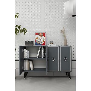 8187km-32dd Konsol,kahve Köşesi̇,ayakkabilik,ofi̇s Evrak Dolabi,mutfak Ki̇ler Dolabi,tv Üni̇tesi̇-antrasit-gümüş