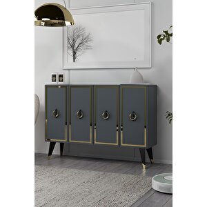 8187km-32dd Konsol,kahve Köşesi̇,ayakkabilik,ofi̇s Evrak Dolabi,mutfak Ki̇ler Dolabi,tv Üni̇tesi̇-antrasit-altın Antrasit Gold