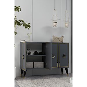 8187km-32dd Konsol,kahve Köşesi̇,ayakkabilik,ofi̇s Evrak Dolabi,mutfak Ki̇ler Dolabi,tv Üni̇tesi̇-antrasit-altın Antrasit Gold