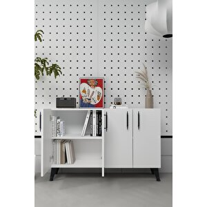 8190km-128dd Konsol,kahve Köşesi̇,ayakkabilik,ofi̇s Evrak Dolabi,mutfak Ki̇ler Dolabi,tv Üni̇tesi̇-BEYAZ-SİYAH