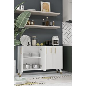 8190km-128dd Konsol,kahve Köşesi̇,ayakkabilik,ofi̇s Evrak Dolabi,mutfak Ki̇ler Dolabi,tv Üni̇tesi̇-BEYAZ-ALTIN Beyaz-Altın