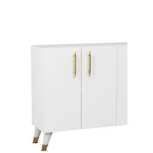 8190km-128dd Konsol,kahve Köşesi̇,ayakkabilik,ofi̇s Evrak Dolabi,mutfak Ki̇ler Dolabi,tv Üni̇tesi̇-BEYAZ-ALTIN