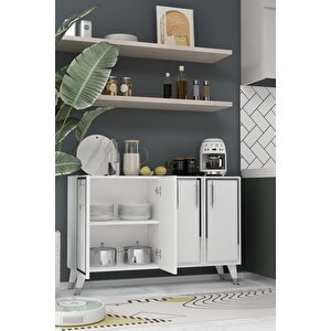 8193km-128dd Konsol,kahve Köşesi̇,ayakkabilik,ofi̇s Evrak Dolabi,mutfak Ki̇ler Dolabi,tv Üni̇tesi̇-beyaz-gümüş Beyaz-Gümüş