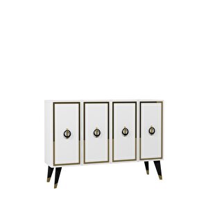 8188km-32dd Konsol,kahve Köşesi̇,ayakkabilik,ofi̇s Evrak Dolabi,mutfak Ki̇ler Dolabi,tv Üni̇tesi̇-beyaz-altın-siyah