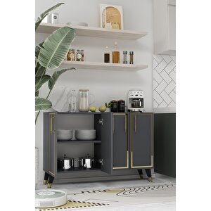 8193km-128dd Konsol,kahve Köşesi̇,ayakkabilik,ofi̇s Evrak Dolabi,mutfak Ki̇ler Dolabi,tv Üni̇tesi̇-antrasit-altın Antrasit Gold