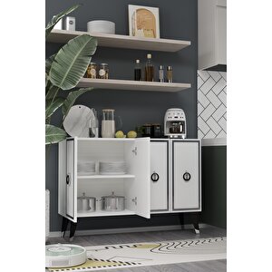 8188km-32dd Konsol,kahve Köşesi̇,ayakkabilik,ofi̇s Evrak Dolabi,mutfak Ki̇ler Dolabi,tv Üni̇tesi̇-beyaz-gümüş-siyah Beyaz-Gümüş