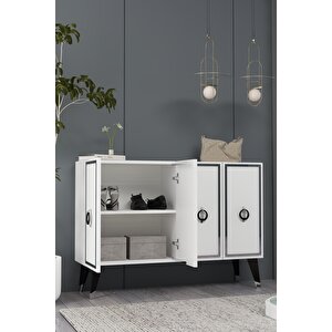 8188km-32dd Konsol,kahve Köşesi̇,ayakkabilik,ofi̇s Evrak Dolabi,mutfak Ki̇ler Dolabi,tv Üni̇tesi̇-beyaz-gümüş-siyah Beyaz-Gümüş