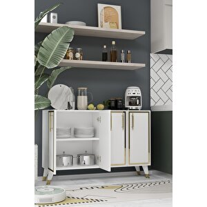 8193km-128dd Konsol,kahve Köşesi̇,ayakkabilik,ofi̇s Evrak Dolabi,mutfak Ki̇ler Dolabi,tv Üni̇tesi̇-beyaz-altın Beyaz-Altın