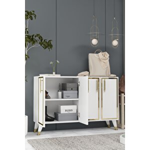 8193km-128dd Konsol,kahve Köşesi̇,ayakkabilik,ofi̇s Evrak Dolabi,mutfak Ki̇ler Dolabi,tv Üni̇tesi̇-beyaz-altın Beyaz-Altın