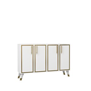 8193km-128dd Konsol,kahve Köşesi̇,ayakkabilik,ofi̇s Evrak Dolabi,mutfak Ki̇ler Dolabi,tv Üni̇tesi̇-beyaz-altın