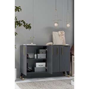 8190km-128dd Konsol,kahve Köşesi̇,ayakkabilik,ofi̇s Evrak Dolabi,mutfak Ki̇ler Dolabi,tv Üni̇tesi̇-ANTRASİT-ALTIN Antrasit Gold