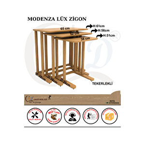 Modenza Zigon Sehpa – Modern 3’lü Sehpa Seti Ahşap Görünümlü Minimal Tasarım Salon & Oturma Odası