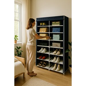 Teknor 2 Bölmeli Plastik Bez Dolap Bez Ayakkabılık Lacivert